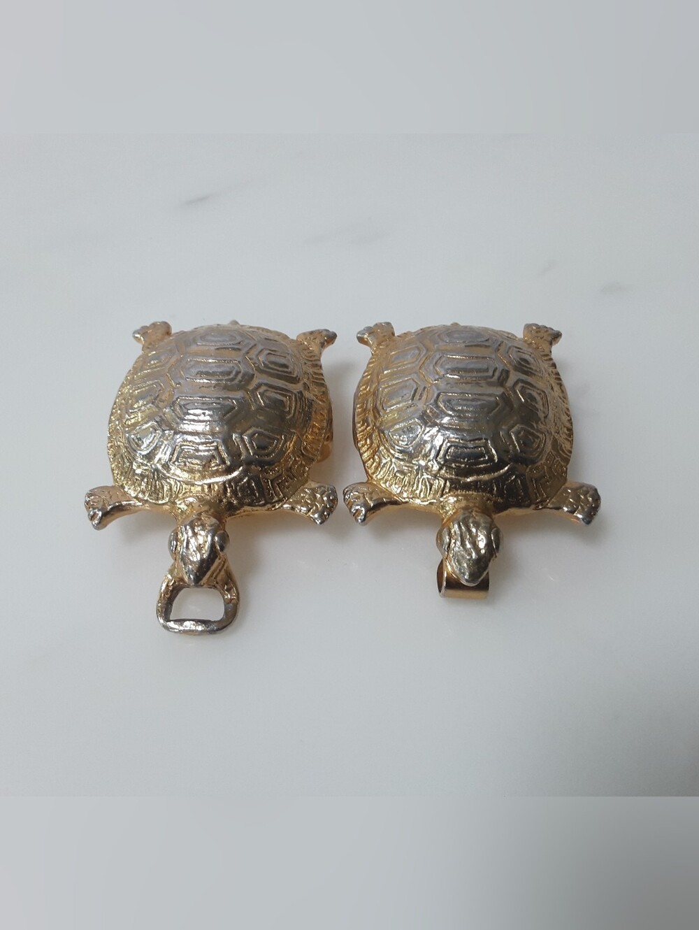 Mimi Di N Gold Tone Turtle Tortoise Belt Buckle 2 Pc Set - Vtg - Picture 3 of 4